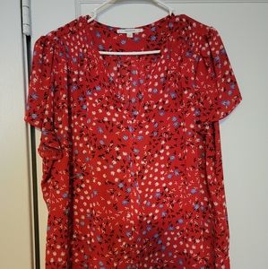 Fun 2 Fun 2X Short Sleeve Red Blouse
